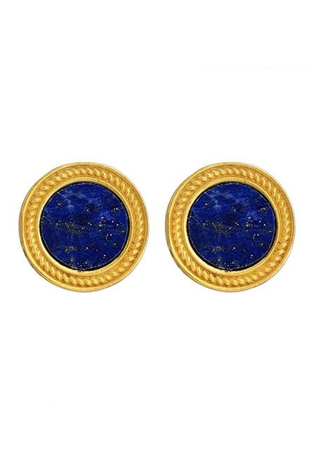 ZARIIN_Blue Lace Tranquil Life Lapis Lazuli Stud Earrings_Online_at_Aza_Fashions