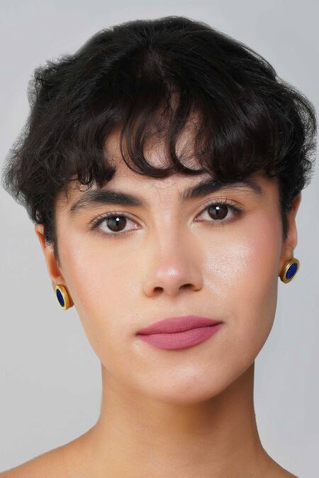 Buy_ZARIIN_Blue Lace Tranquil Life Lapis Lazuli Stud Earrings_Online_at_Aza_Fashions