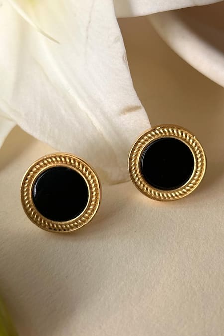 ZARIIN Tranquil Life Onyx Stud Earrings 