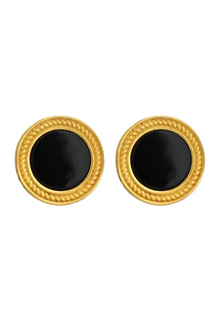 Buy_ZARIIN_Black Stones Tranquil Life Onyx Stud Earrings _Online_at_Aza_Fashions