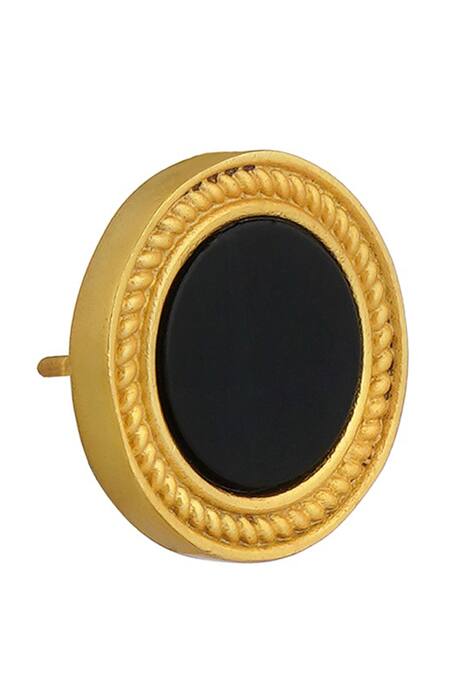 Shop_ZARIIN_Black Stones Tranquil Life Onyx Stud Earrings _Online_at_Aza_Fashions