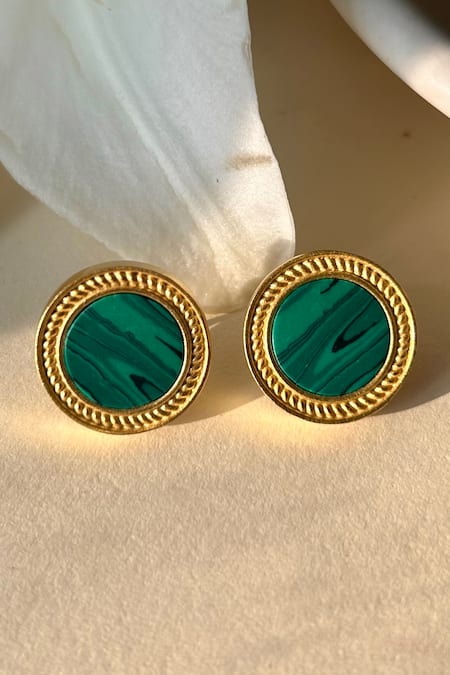 ZARIIN Tranquil Life Malachite Stud Earrings 