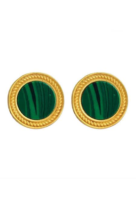 Buy_ZARIIN_Green Stones Tranquil Life Malachite Stud Earrings _Online_at_Aza_Fashions