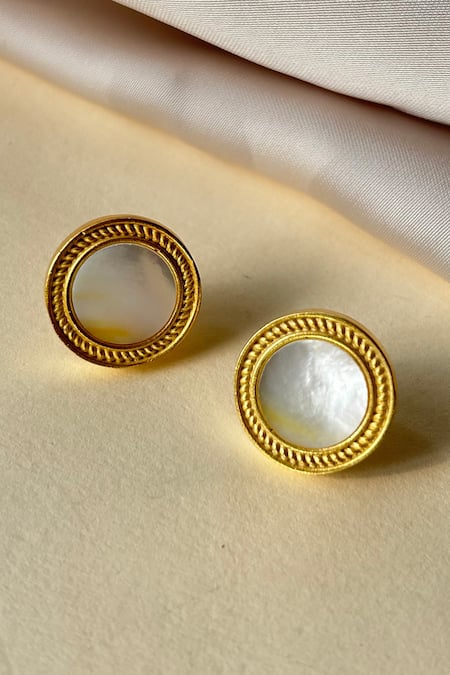 ZARIIN Tranquil Life Mother Of Pearl Stud Earrings 