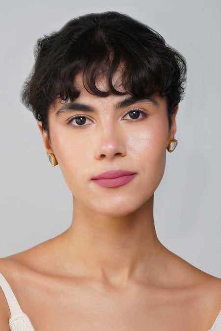 Buy_ZARIIN_White Tranquil Life Mother Of Pearl Stud Earrings _Online_at_Aza_Fashions