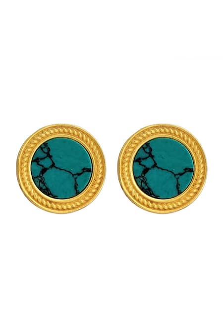 Shop Zariin Blue Tranquil Life Turquoise Stud Earrings Online at Aza Fashions Shop_Zariin_Blue Tranquil Life Turquoise Stud Earrings _Online_at_Aza_Fashions
