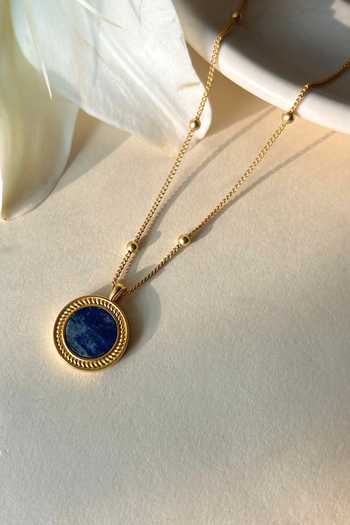 Shop_ZARIIN_Blue Healing Touch Lapis Lazuli Pendant Necklace_Online_at_Aza_Fashions