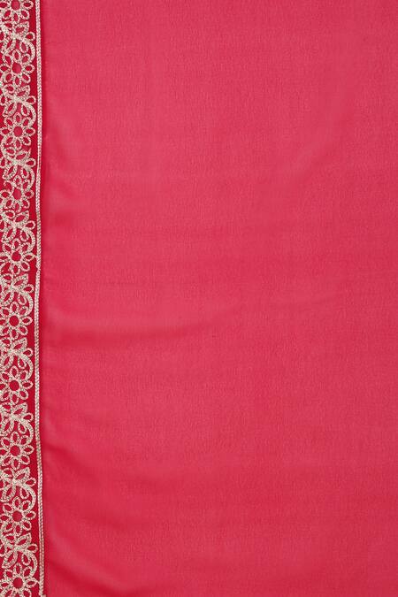 Shop_Aham-Vayam_Red Georgette, Silk Mirrors, Beads, Zari, Embroidery Meer Mughal Kurta Set 