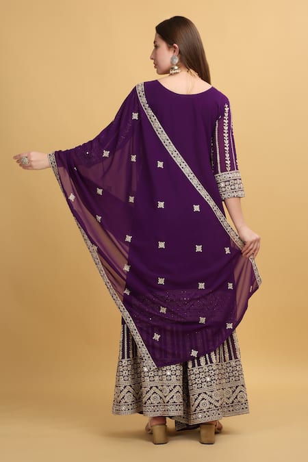 Aham-Vayam Firdaus Floral Stripe Embroidered Kurta Set 