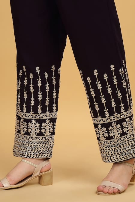 Aham-Vayam_Purple Georgette, Silk Sequins, Zari, Embroidery Khoobsurat Thread Kurta Set _Online_at_Aza_Fashions