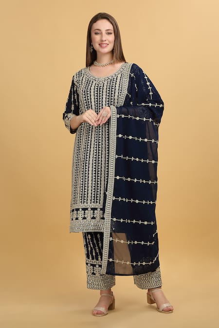 Aham-Vayam Khoobsurat Stripe Embroidered Kurta Set 