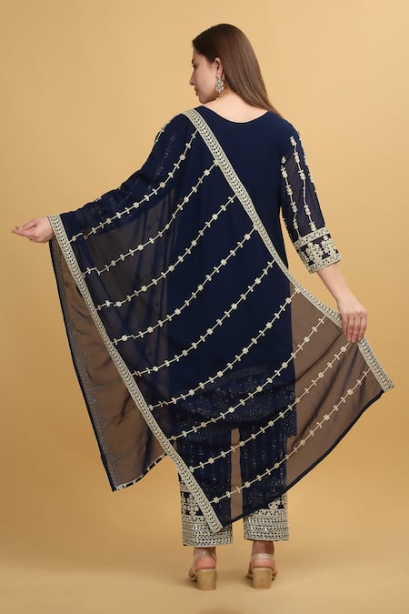 Aham-Vayam Khoobsurat Stripe Embroidered Kurta Set 