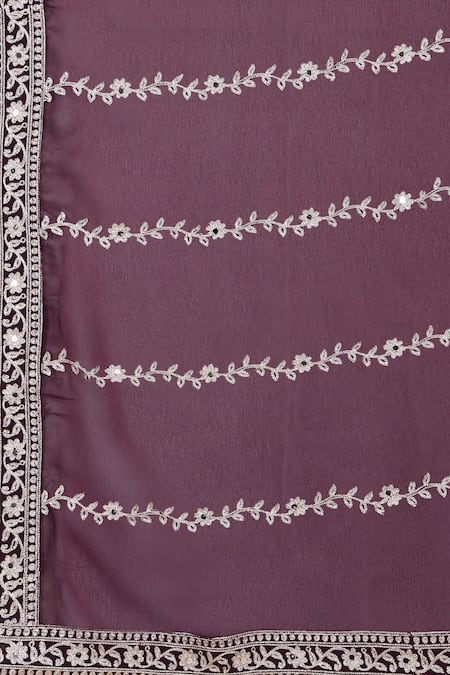 Shop_Aham-Vayam_Purple Georgette, Silk Embroidery, Sequins, Kasbah Zari Thread Kurta Set 