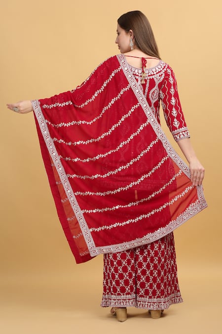 Aham-Vayam Kasbah Thread Embroidered Kurta Sharara Set 