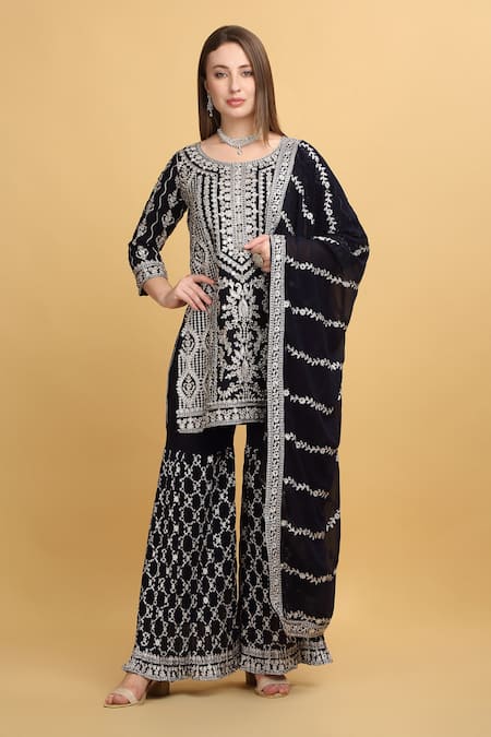 Aham-Vayam Kasbah Embroidered Kurta Sharara Set 