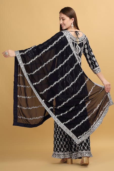 Aham-Vayam Kasbah Embroidered Kurta Sharara Set 