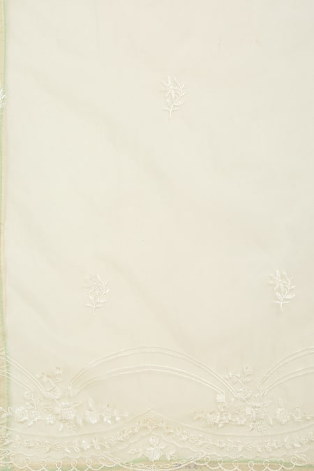 Buy_Aham-Vayam_Green Georgette, Silk Embroidery Round Neck Mayuri Thread Work Kurta Set 