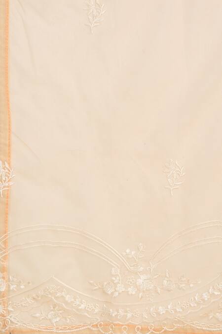 Buy_Aham-Vayam_Coral Georgette, Silk Embroidery Round Neck Mayuri Thread Work Kurta Pant Set 