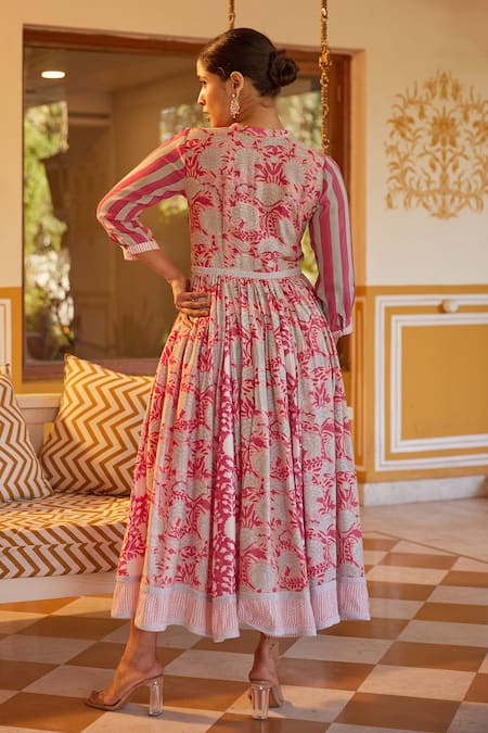 Kapraaaha Floral Hand Block Print Dress 