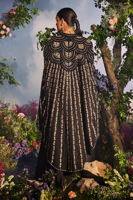 Miku Kumar Kaaya 3D Braid Lehenga Saree Set With Embroidered Jacket 