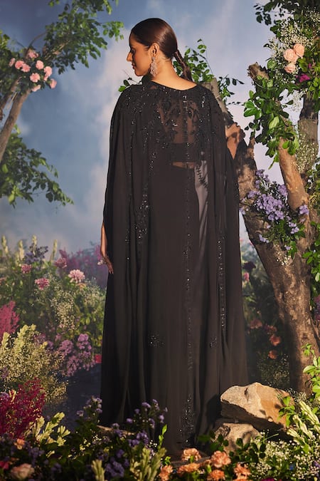 Miku Kumar Maya Pleated Ruffle Pre-Draped Saree Set 