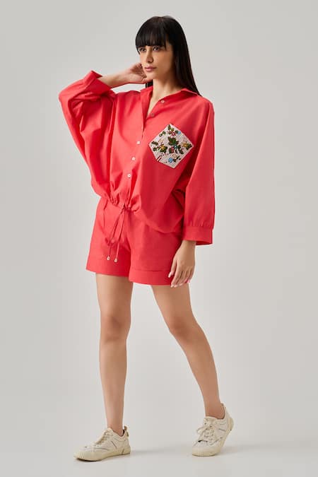 neetiandmudita Bloom Embroidered Shirt With Shorts 