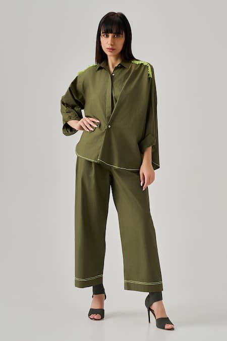 neetiandmudita Cameo Drift Draped Shirt With Pant 