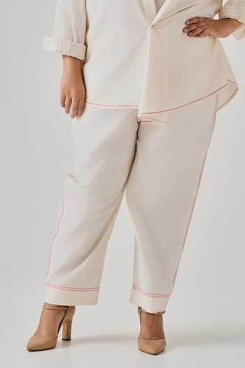 Buy Neetiandmudita Ivory Cotton Plain Fringes Collar Cameo Drift Overlapped Shirt With Pant Online at Aza Fashions Buy_Neetiandmudita_Ivory Cotton Plain Fringes Collar Cameo Drift Overlapped Shirt With Pant _Online_at_Aza_Fashions