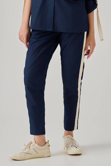 Buy_Neetiandmudita_Blue Cotton Embellished Twill Tape Collar Cupid Shirt With Pant _Online_at_Aza_Fashions