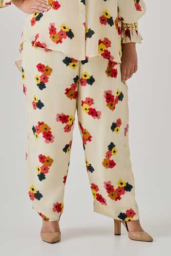 Buy Neetiandmudita Ivory Crepe Stones Collared Dunes Floral Print Shirt With Pant Online at Aza Fashions Buy_Neetiandmudita_Ivory Crepe Stones Collared Dunes Floral Print Shirt With Pant _Online_at_Aza_Fashions