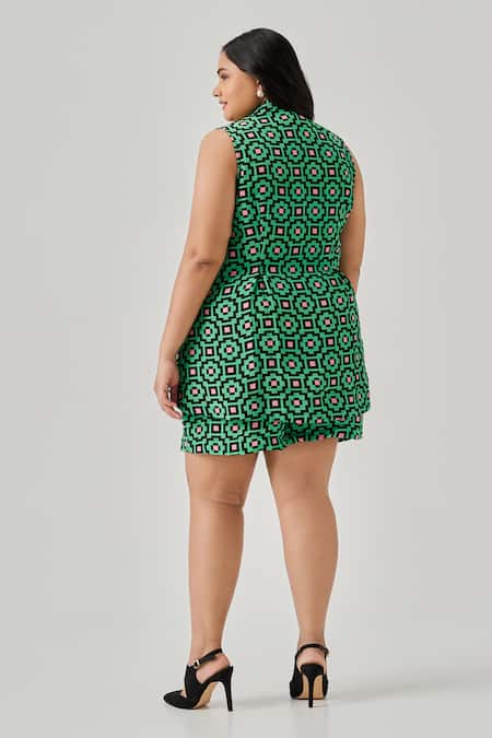 Neetiandmudita Graphic Duo Peplum Waistcoat With Shorts 