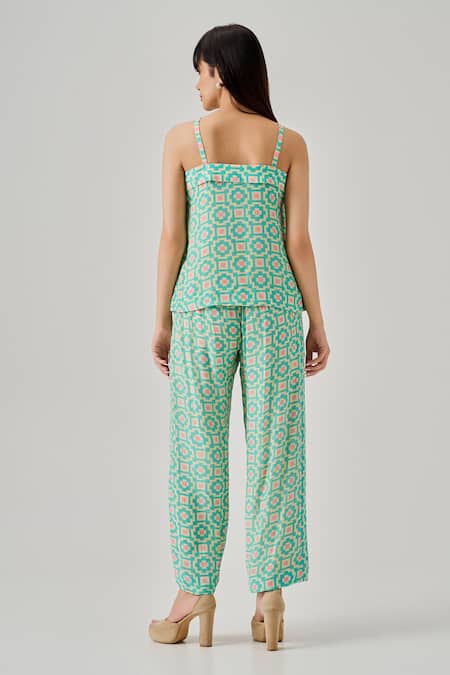Neetiandmudita Lagoon Pixel Print Top With Pant 
