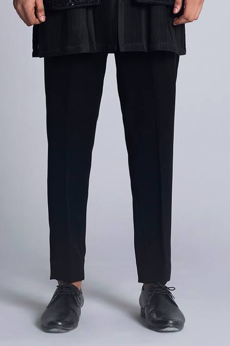 Sarab Khanijou Black Sandwash Embroidered Sequin Flora And Fauna Bundi Set Online at Aza Fashions Sarab Khanijou_Black Sandwash Embroidered Sequin Flora And Fauna Bundi Set _Online_at_Aza_Fashions