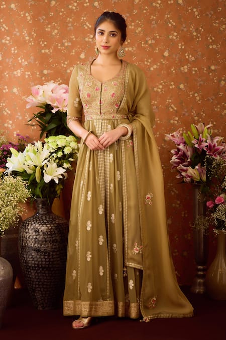 Shyam Narayan Prasad Bahar Vine Embroidered Anarkali Set 