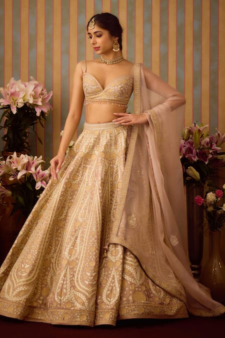 Shyam Narayan Prasad Ornate Bloom Applique Embroidered Lehenga Set 