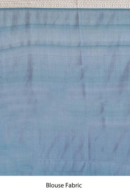 Naaritva India_Blue Kota Doria Embroidery Floral Jaal Woven Banarasi Saree With Running Blouse _Online_at_Aza_Fashions