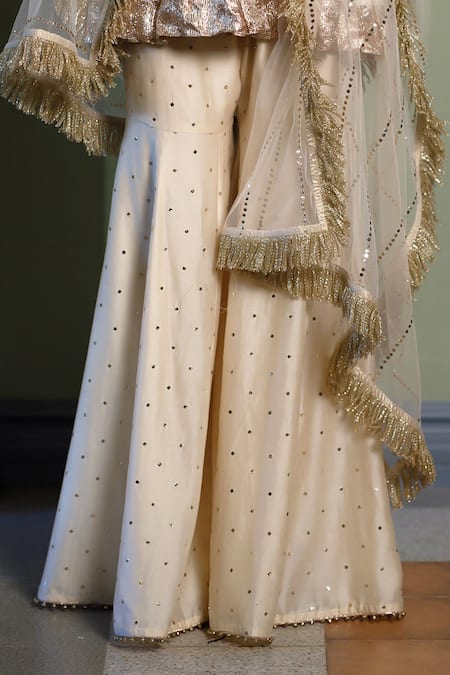 Buy Payal Singhal Beige Muslin Mirrors, Afreen Star Mukaish Embellished Short Anarkali Sharara Set Online at Aza Fashions Buy_Payal Singhal_Beige Muslin Mirrors, Afreen Star Mukaish Embellished Short Anarkali Sharara Set _Online_at_Aza_Fashions