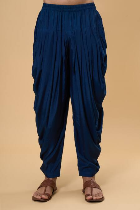 Buy_Hilo Design_Blue Cotton Mirrors Embroidered Kurta Set