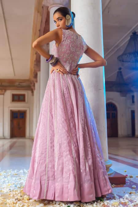 Shop Anu Pellakuru Purple , Silk Cut Work, Embroidery, Astron Ray Lehenga Set at Aza Fashions Shop_Anu Pellakuru_Purple , Silk Cut Work, Embroidery, Astron Ray Lehenga Set _at_Aza_Fashions