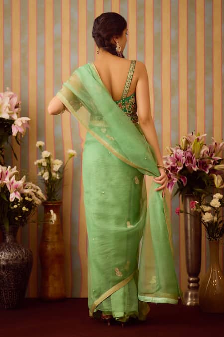 Shyam Narayan Prasad Zardozi Placement Embroidered Saree With Blouse 