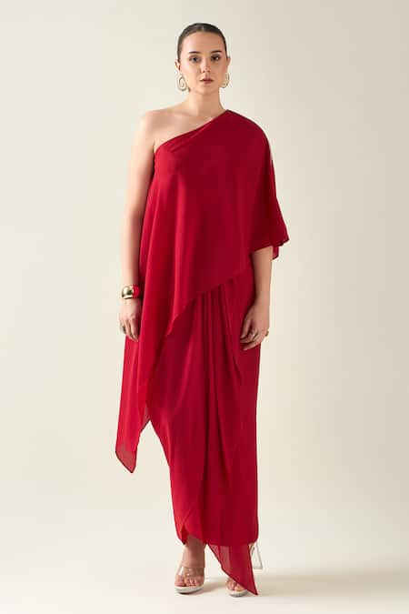 Aakaar Sleeve Embellished Draped Dress 