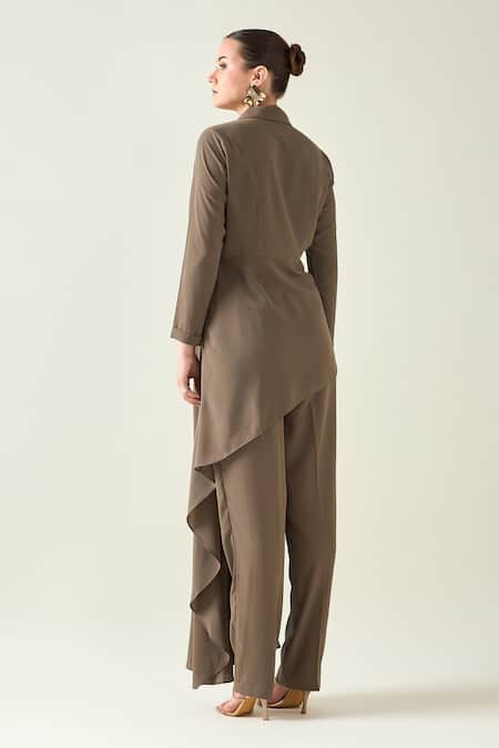 Aakaar Floral Applique Embroidered Blazer & Pant Set 