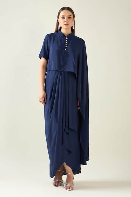 Aakaar Water Fall Asymmetric Drape Dress 