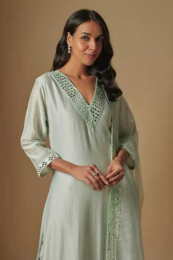 Buy Asaga Blue Organza, Chanderi, Muslin Sequins, Cut Work, Zentangle Kurta Pant Set Online at Aza Fashions Buy_Asaga_Blue Organza, Chanderi, Muslin Sequins, Cut Work, Zentangle Kurta Pant Set _Online_at_Aza_Fashions