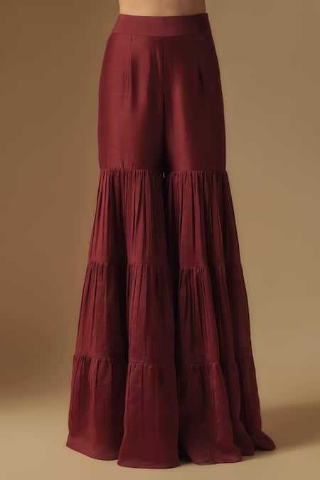 Asaga Red Organza, Chanderi Cut Work, Zentangle Embroidered Short Kurta Sharara Set Online at Aza Fashions Asaga_Red Organza, Chanderi Cut Work, Zentangle Embroidered Short Kurta Sharara Set _Online_at_Aza_Fashions