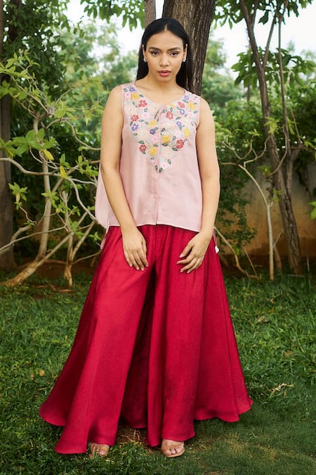 Purple Patch Camellia Top With Flared Pant 