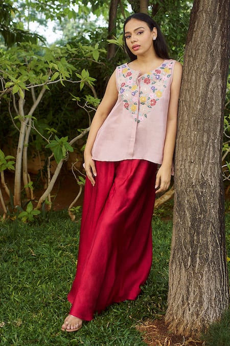 Purple Patch Camellia Top With Flared Pant 