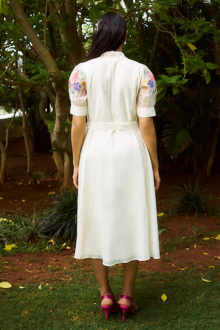 Purple Patch Lily Floral Embroidered Shirt Dress 