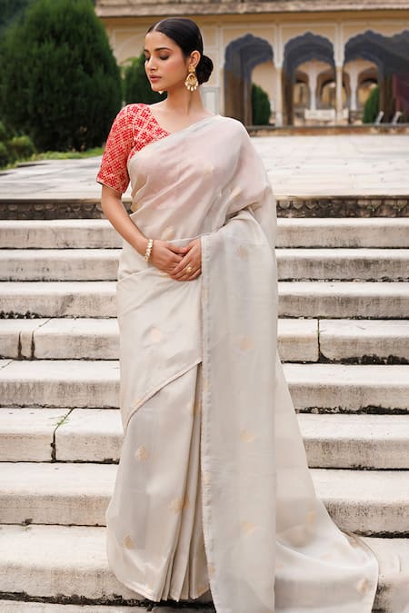 Geroo Jaipur Zari Woven Saree With Unstitched Blouse Piece 