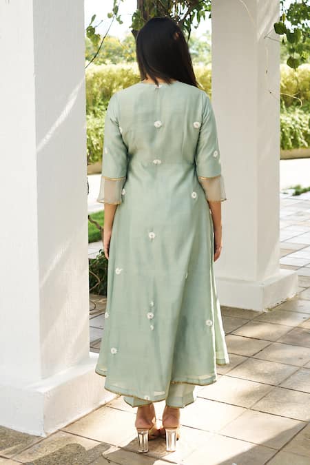 Purple Patch Lime Floral Embroidered Angrakha Set 